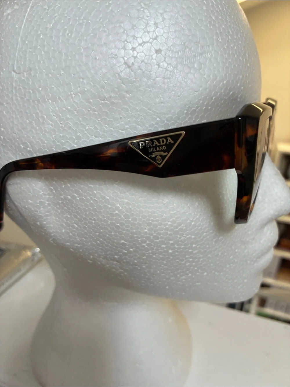 Prada Tortoiseshell Square-Frame Glasses in Brown and Amber